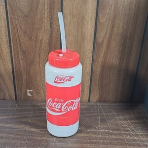 Coca-Cola Red and White Tumbler with Straw